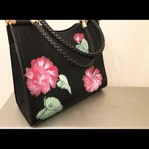 Black leather, multi painted handbag 👜
